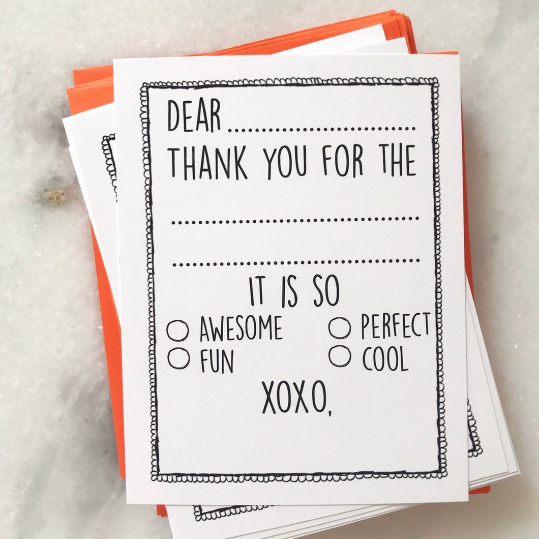 Fill in the Blank Thank You Cards